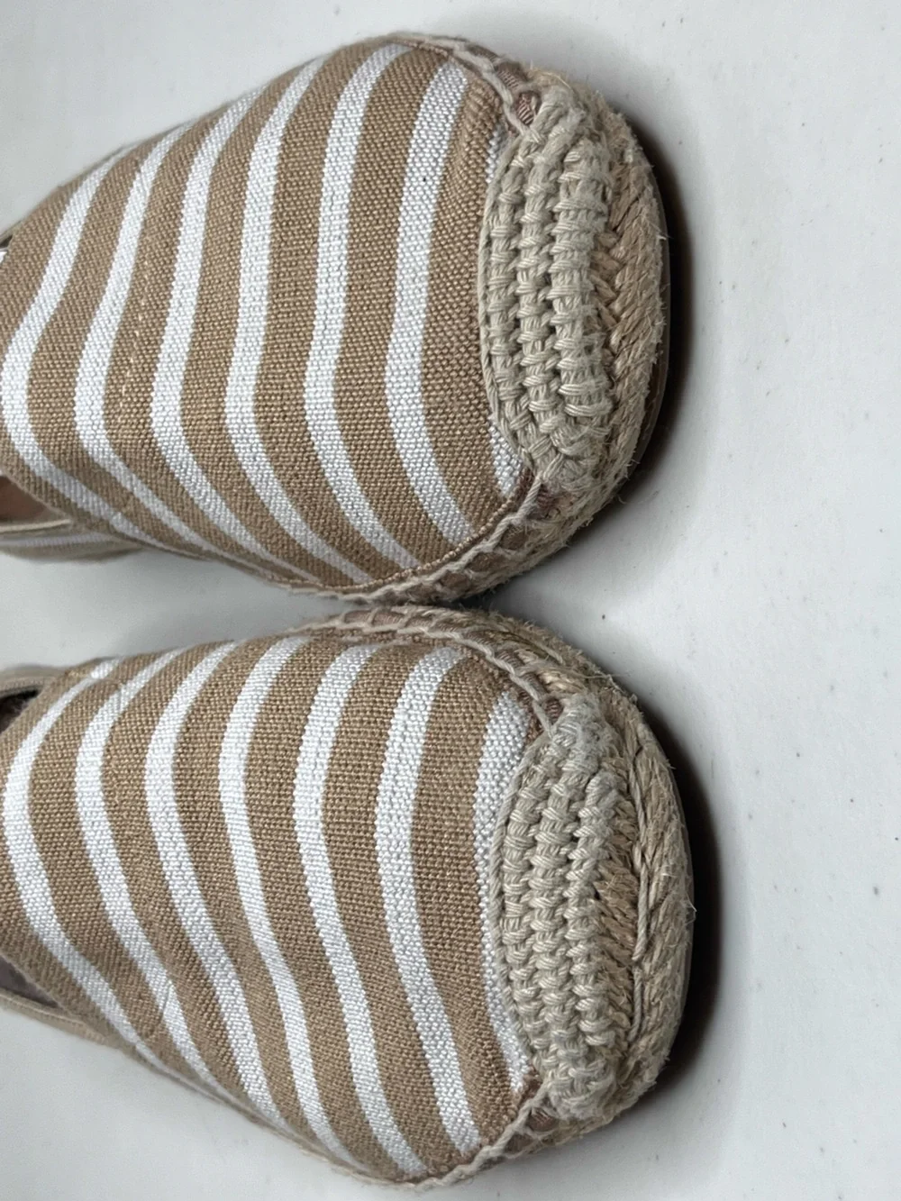 Vionic Valeri Sand Striped Nautical Coastal Resort Espadrille Flats Sz 9